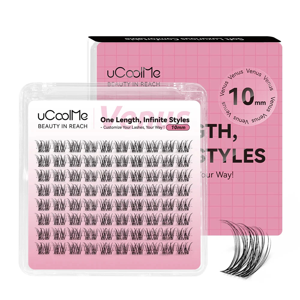 uCoolMe Lashes Venus Single-length False Eyelashes 80pcs Invisible Band 8 10 12 14 16mm Zero-Waste Uniform-Size Lash Extensions
