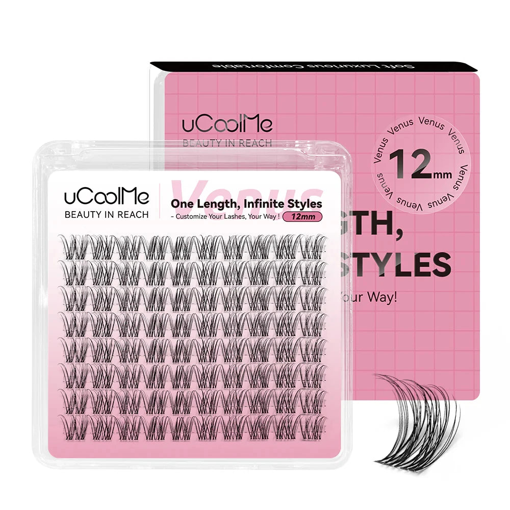 uCoolMe Lashes Venus Single-length False Eyelashes 80pcs Invisible Band 8 10 12 14 16mm Zero-Waste Uniform-Size Lash Extensions