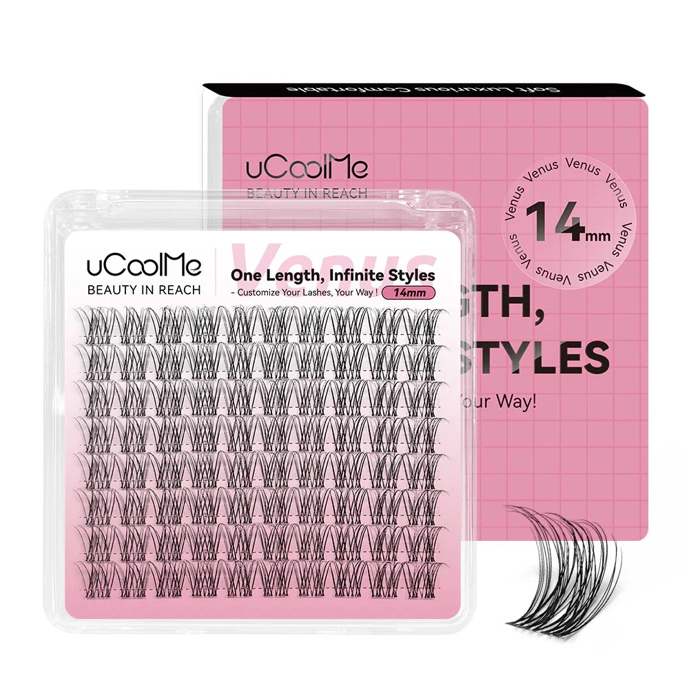 uCoolMe Lashes Venus Single-length False Eyelashes 80pcs Invisible Band 8 10 12 14 16mm Zero-Waste Uniform-Size Lash Extensions