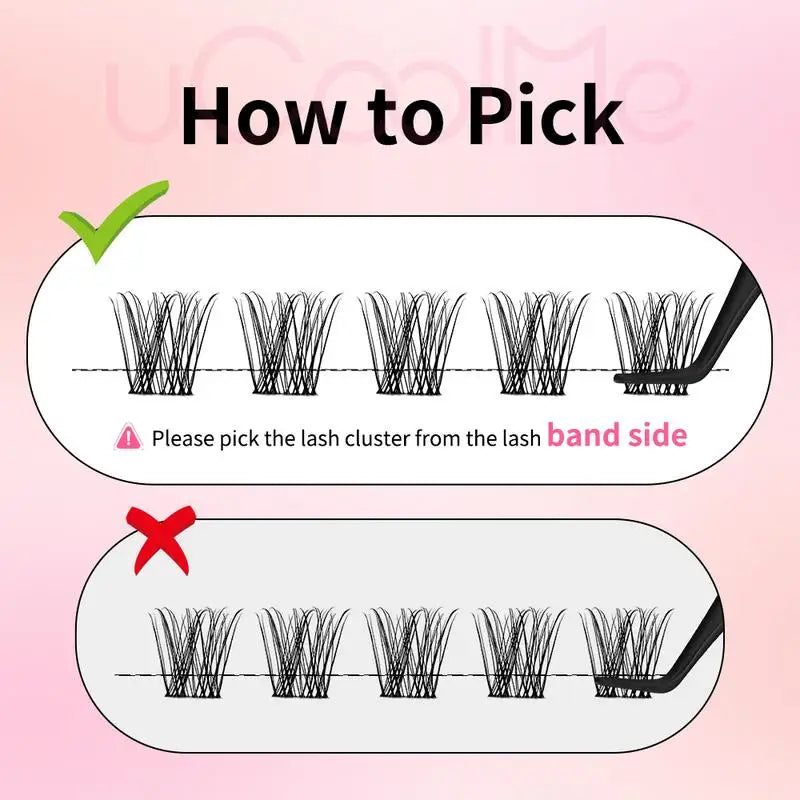 uCoolMe Lashes Venus Single-length False Eyelashes 80pcs Invisible Band 8 10 12 14 16mm Zero-Waste Uniform-Size Lash Extensions