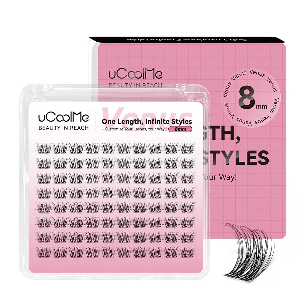 uCoolMe Lashes Venus Single-length False Eyelashes 80pcs Invisible Band 8 10 12 14 16mm Zero-Waste Uniform-Size Lash Extensions