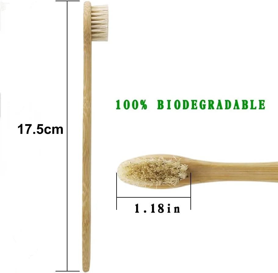 100pcs Horse Bristles & Bamboo Toothbrushes Premium Boar Bristle Toothbrush for Adult Eco-Friendly Biodegradable Zero Waste