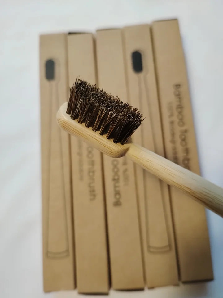 5Pcs Horsehair Bamboo Toothbrush Soft Natural Bristle Bamboo Toothbrush Compostable Biodegradable Zero Waste Plastic Free